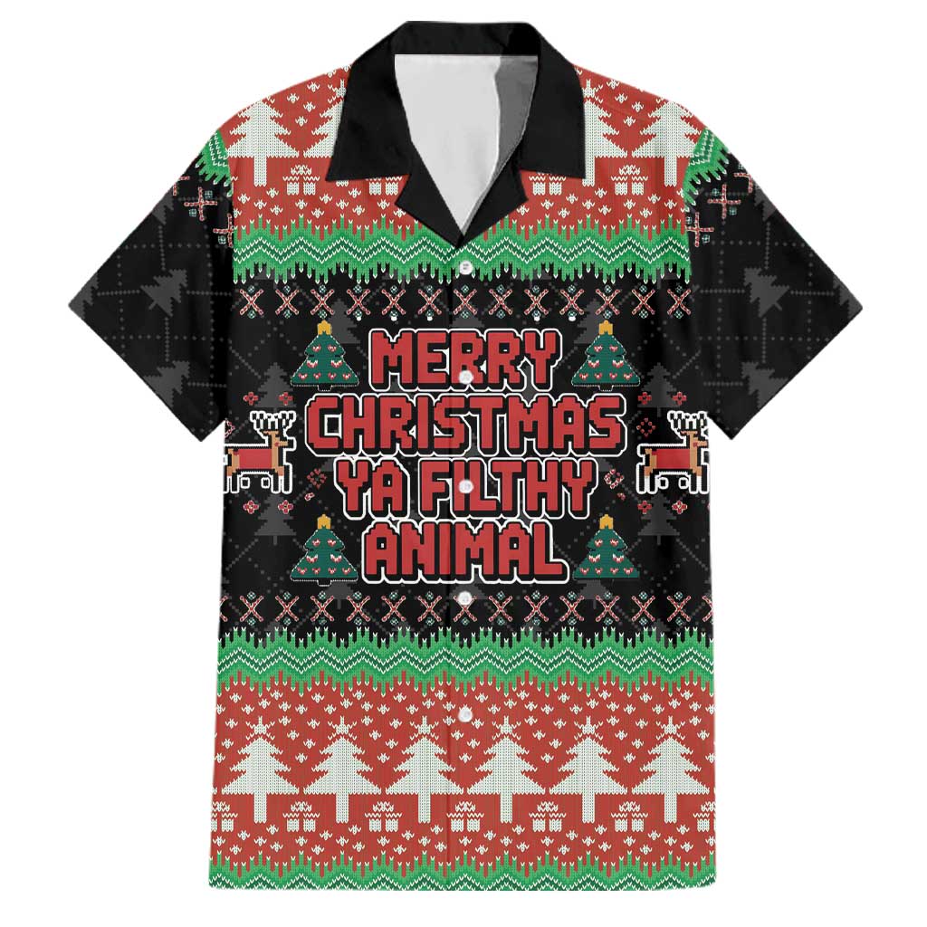Merry Christmas Ya Filthy Animal Family Matching Puletasi and Hawaiian Shirt Retro Christmas Humor - Wonder Print Shop