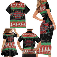 Merry Christmas Ya Filthy Animal Family Matching Short Sleeve Bodycon Dress and Hawaiian Shirt Retro Christmas Humor - Wonder Print Shop
