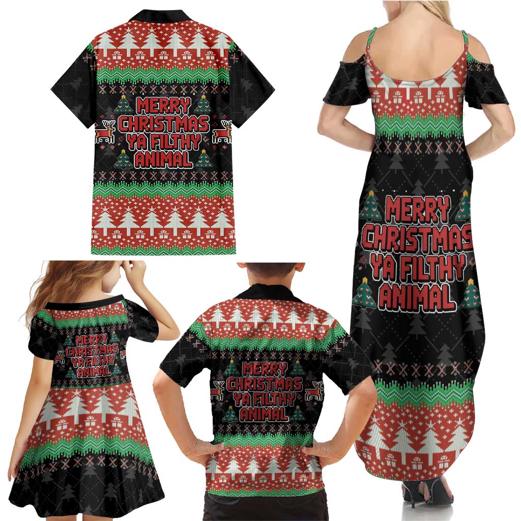 Merry Christmas Ya Filthy Animal Family Matching Summer Maxi Dress and Hawaiian Shirt Retro Christmas Humor - Wonder Print Shop
