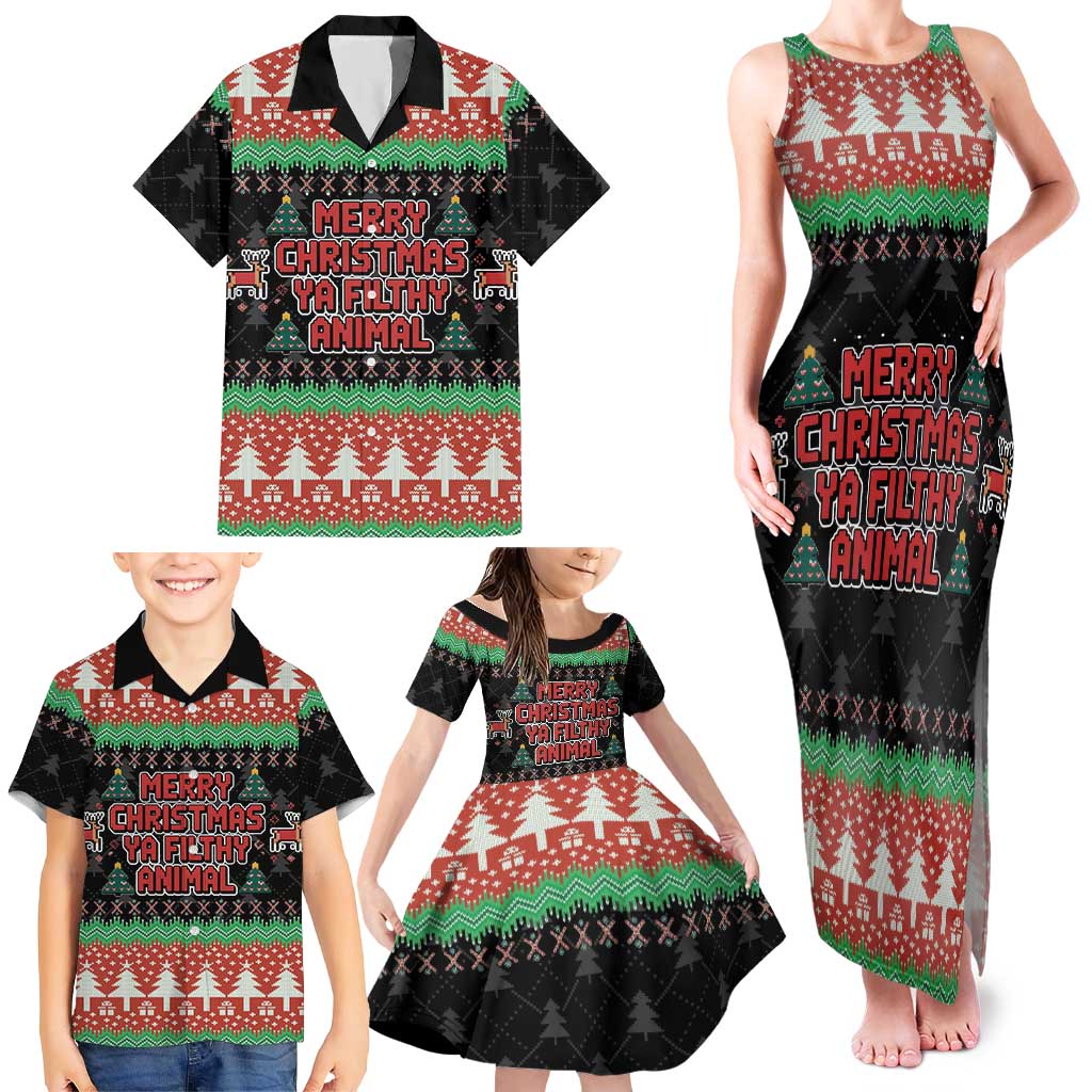 Merry Christmas Ya Filthy Animal Family Matching Tank Maxi Dress and Hawaiian Shirt Retro Christmas Humor - Wonder Print Shop
