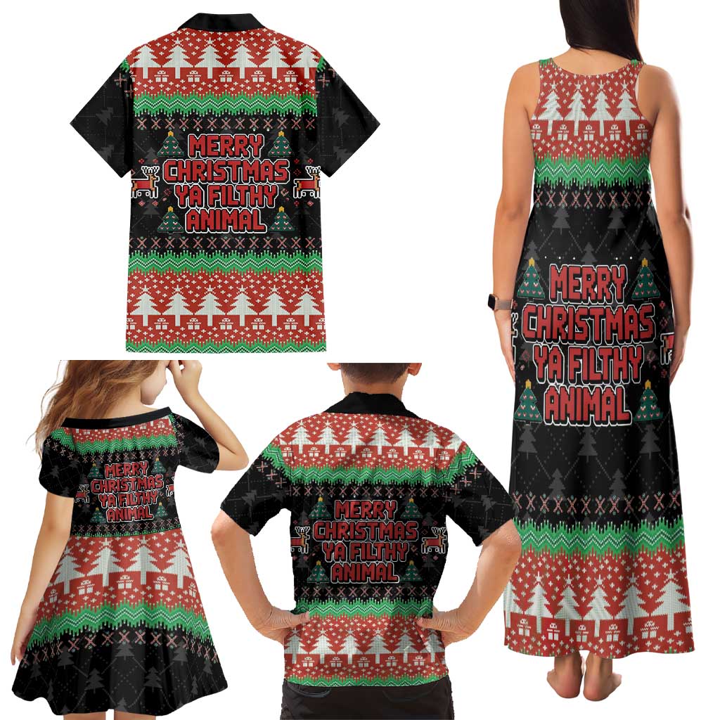Merry Christmas Ya Filthy Animal Family Matching Tank Maxi Dress and Hawaiian Shirt Retro Christmas Humor - Wonder Print Shop