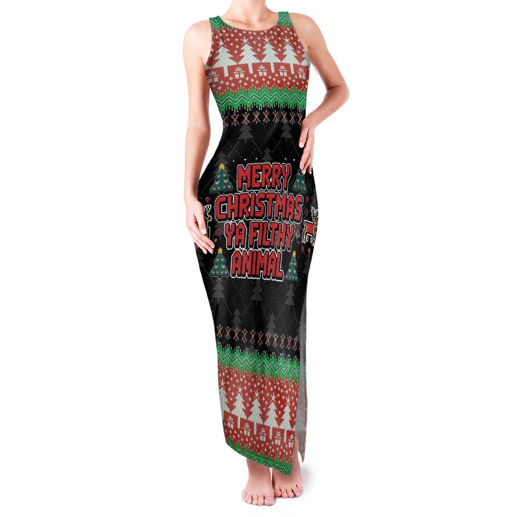Merry Christmas Ya Filthy Animal Family Matching Tank Maxi Dress and Hawaiian Shirt Retro Christmas Humor - Wonder Print Shop