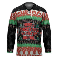 Merry Christmas Ya Filthy Animal Hockey Jersey Retro Christmas Humor - Wonder Print Shop