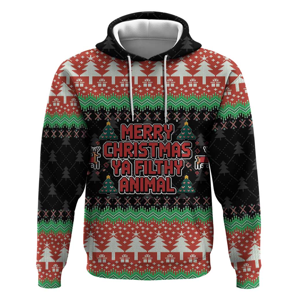 Merry Christmas Ya Filthy Animal Hoodie Retro Christmas Humor - Wonder Print Shop