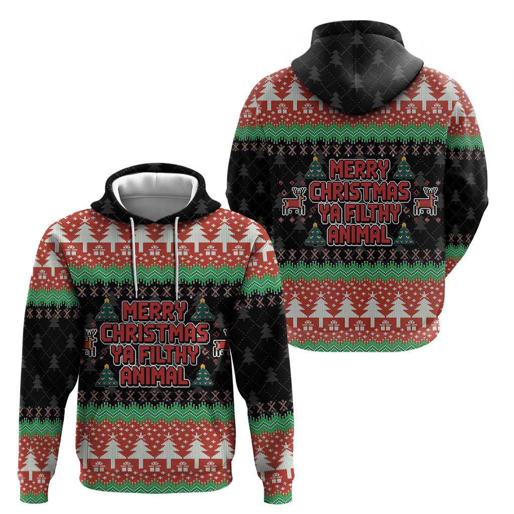 Merry Christmas Ya Filthy Animal Hoodie Retro Christmas Humor - Wonder Print Shop
