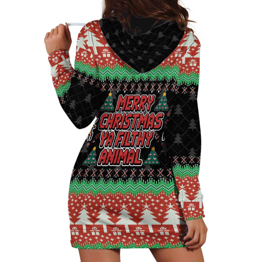 Merry Christmas Ya Filthy Animal Hoodie Dress Retro Christmas Humor - Wonder Print Shop