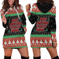 Merry Christmas Ya Filthy Animal Hoodie Dress Retro Christmas Humor - Wonder Print Shop