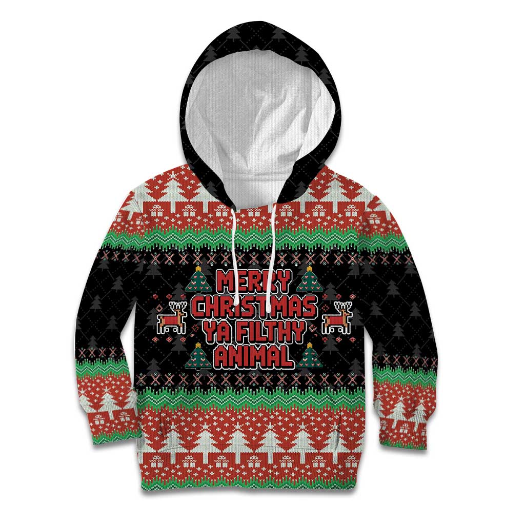 Merry Christmas Ya Filthy Animal Kid Hoodie Retro Christmas Humor - Wonder Print Shop