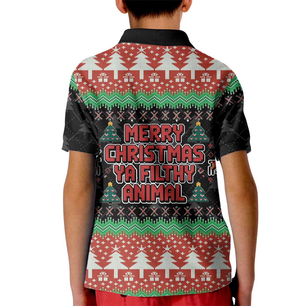 Merry Christmas Ya Filthy Animal Kid Polo Shirt Retro Christmas Humor - Wonder Print Shop