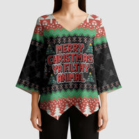 Merry Christmas Ya Filthy Animal Kimono Sleeve Blouse Retro Christmas Humor - Wonder Print Shop