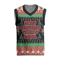 Merry Christmas Ya Filthy Animal Christmas Knitted V-Neck Vest Retro Christmas Humor - Wonder Print Shop