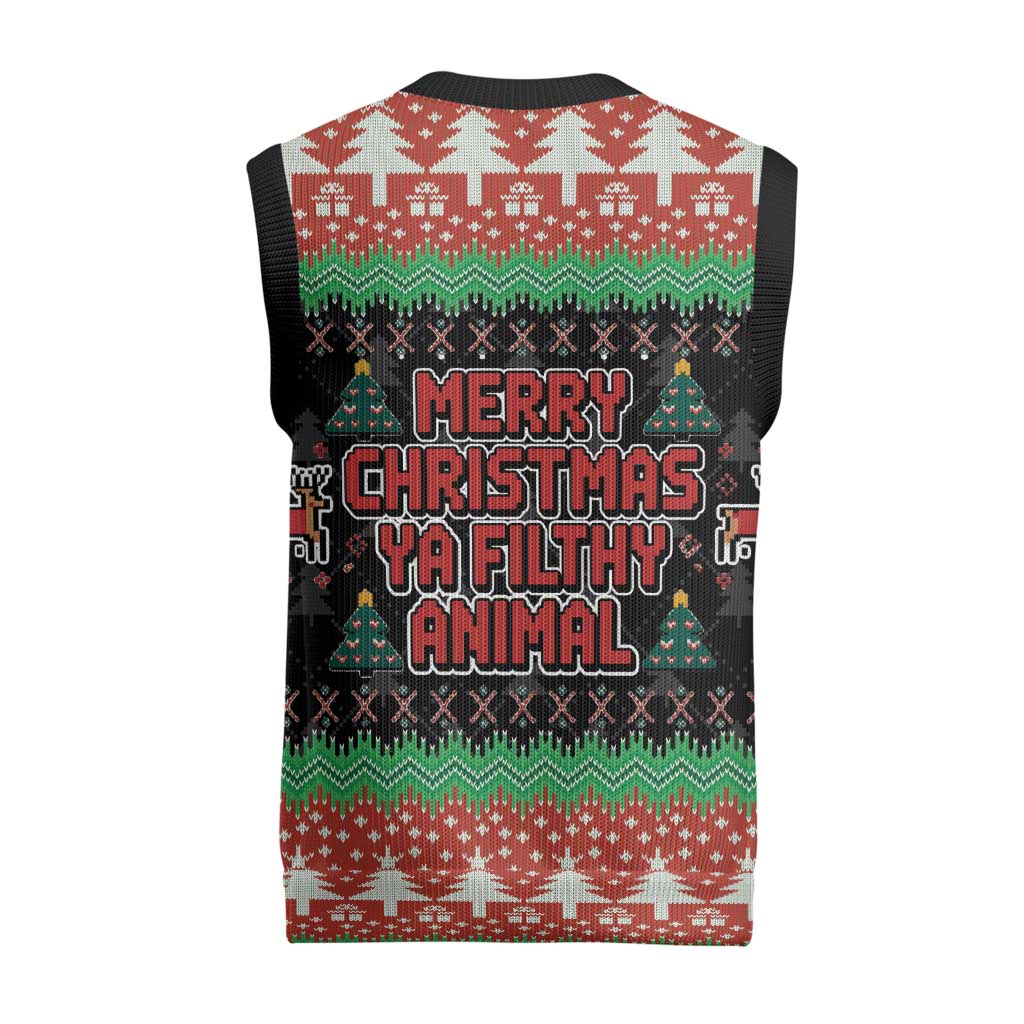 Merry Christmas Ya Filthy Animal Christmas Knitted V-Neck Vest Retro Christmas Humor - Wonder Print Shop