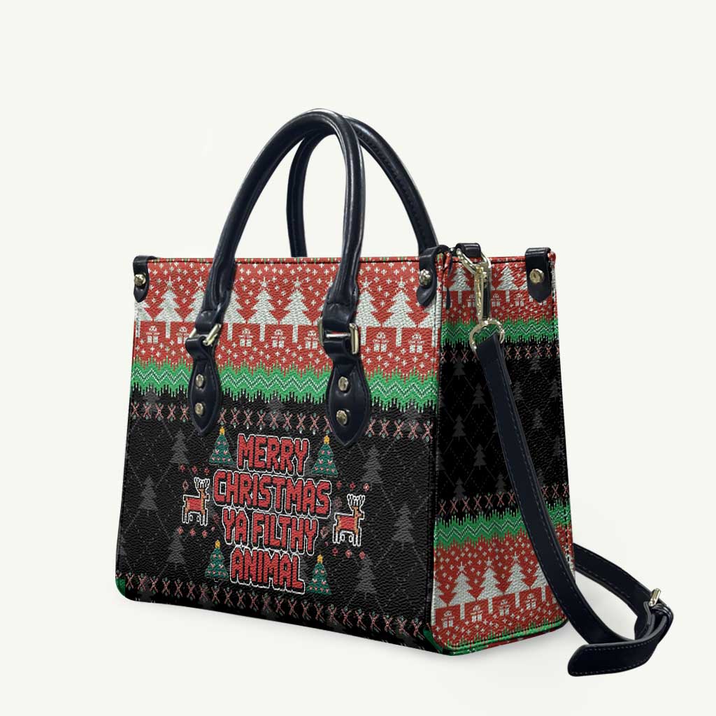 Merry Christmas Ya Filthy Animal Leather Bag Retro Christmas Humor - Wonder Print Shop