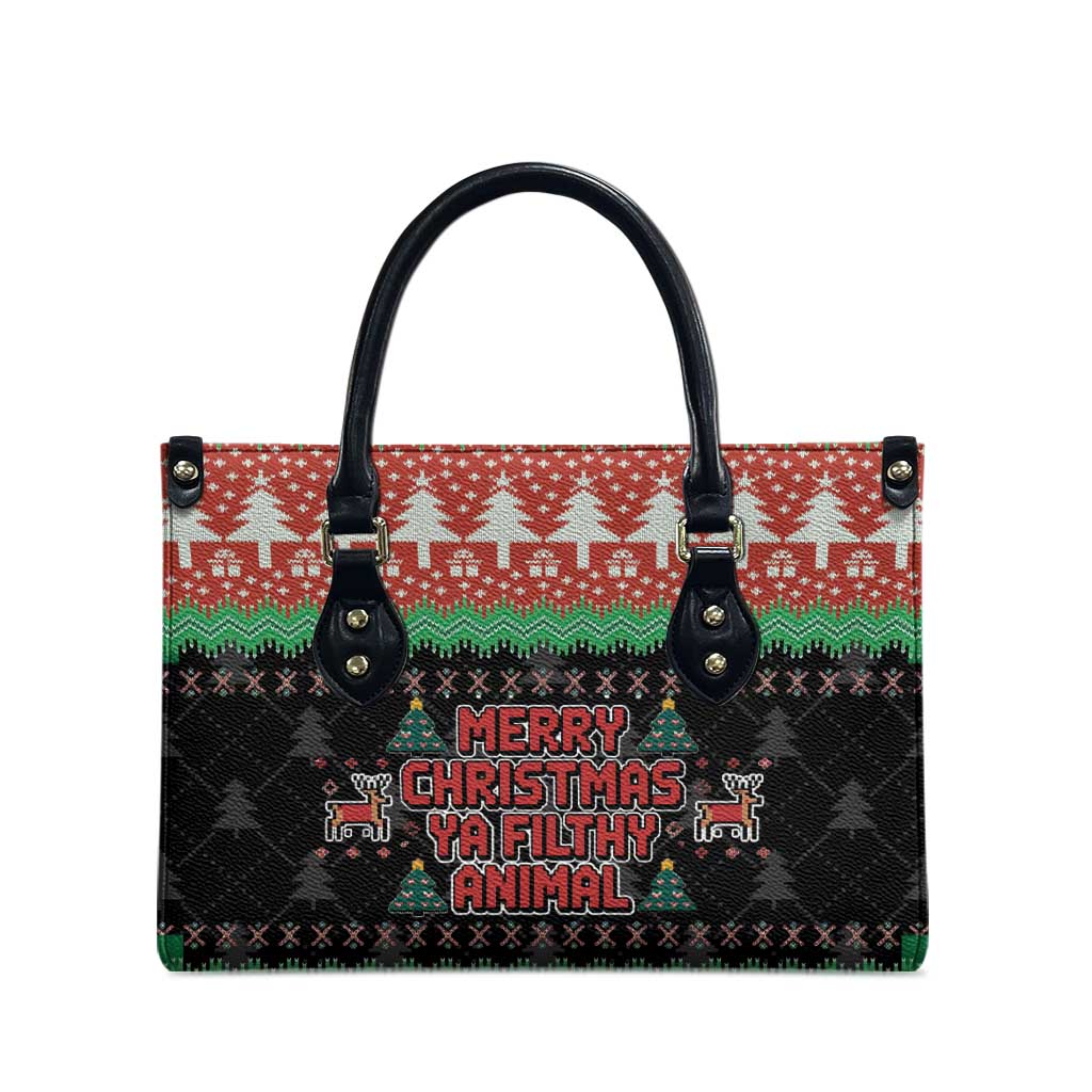 Merry Christmas Ya Filthy Animal Leather Bag Retro Christmas Humor - Wonder Print Shop