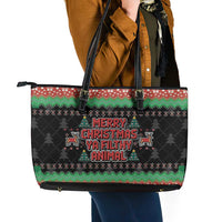 Merry Christmas Ya Filthy Animal Leather Tote Bag Retro Christmas Humor - Wonder Print Shop