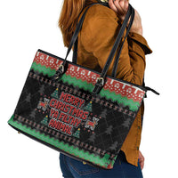 Merry Christmas Ya Filthy Animal Leather Tote Bag Retro Christmas Humor - Wonder Print Shop