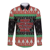 Merry Christmas Ya Filthy Animal Long Sleeve Button Shirt Retro Christmas Humor - Wonder Print Shop