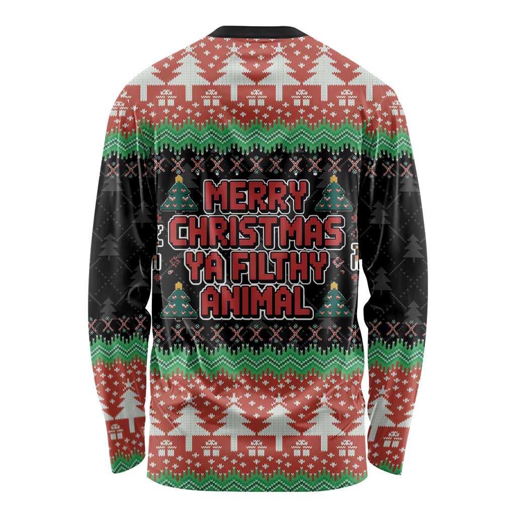 Merry Christmas Ya Filthy Animal Long Sleeve Shirt Retro Christmas Humor - Wonder Print Shop