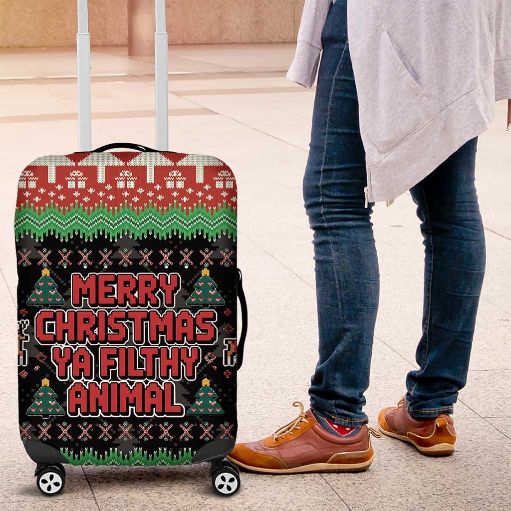 Merry Christmas Ya Filthy Animal Luggage Cover Retro Christmas Humor - Wonder Print Shop