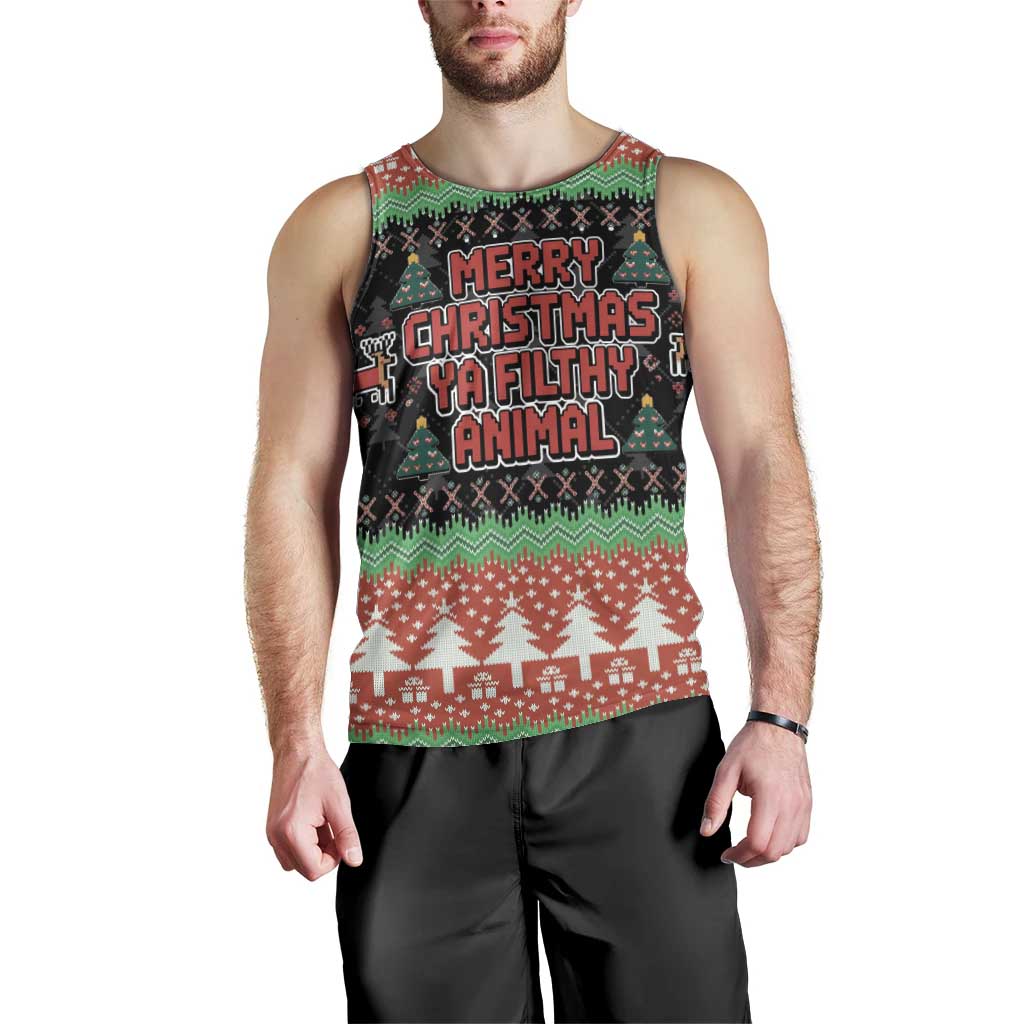 Merry Christmas Ya Filthy Animal Men Tank Top Retro Christmas Humor - Wonder Print Shop