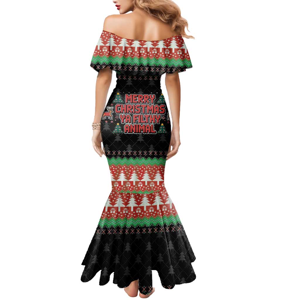Merry Christmas Ya Filthy Animal Mermaid Dress Retro Christmas Humor - Wonder Print Shop