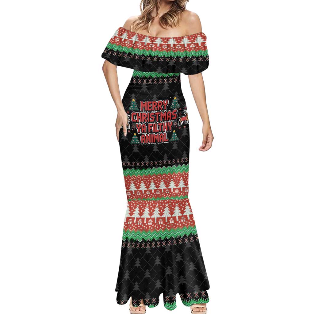 Merry Christmas Ya Filthy Animal Mermaid Dress Retro Christmas Humor - Wonder Print Shop