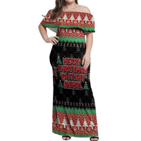 Merry Christmas Ya Filthy Animal Off Shoulder Maxi Dress Retro Christmas Humor - Wonder Print Shop