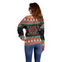 Merry Christmas Ya Filthy Animal Off Shoulder Sweater Retro Christmas Humor - Wonder Print Shop