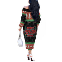 Merry Christmas Ya Filthy Animal Off The Shoulder Long Sleeve Dress Retro Christmas Humor - Wonder Print Shop