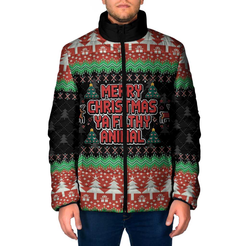 Merry Christmas Ya Filthy Animal Padded Jacket Retro Christmas Humor - Wonder Print Shop