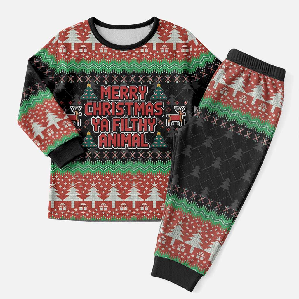 Merry Christmas Ya Filthy Animal Christmas Pajama Set Retro Christmas Humor - Wonder Print Shop