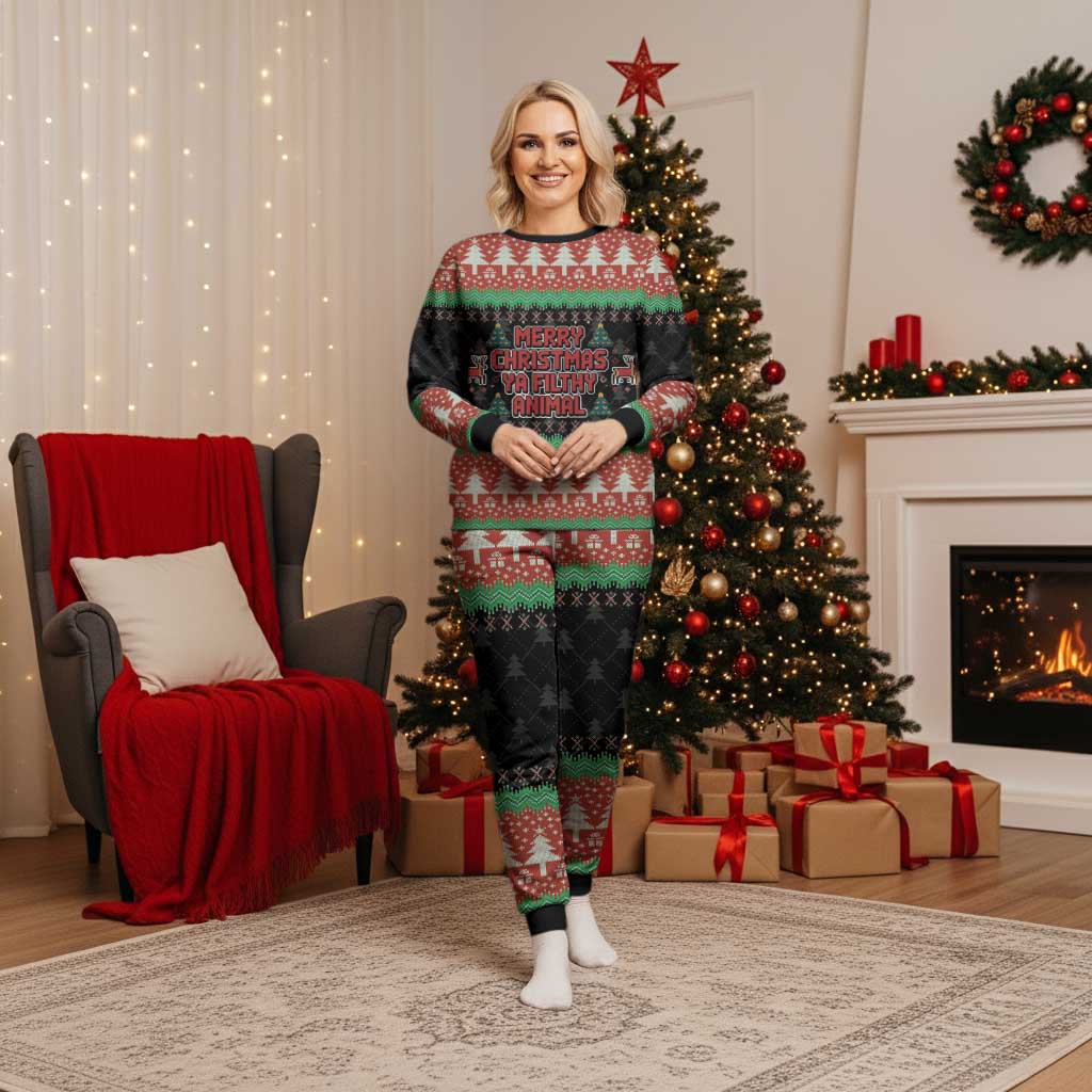 Merry Christmas Ya Filthy Animal Christmas Pajama Set Retro Christmas Humor - Wonder Print Shop