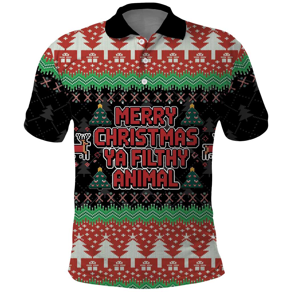 Merry Christmas Ya Filthy Animal Polo Shirt Retro Christmas Humor - Wonder Print Shop