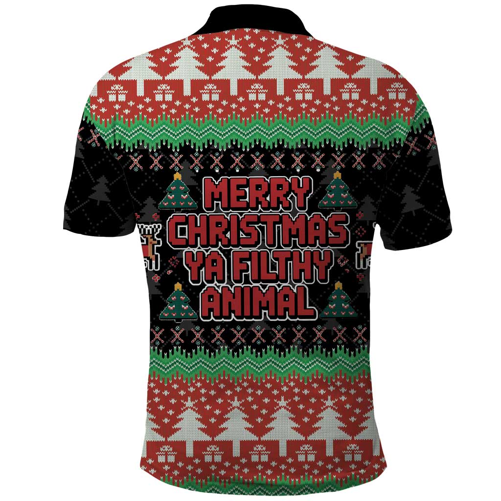 Merry Christmas Ya Filthy Animal Polo Shirt Retro Christmas Humor - Wonder Print Shop