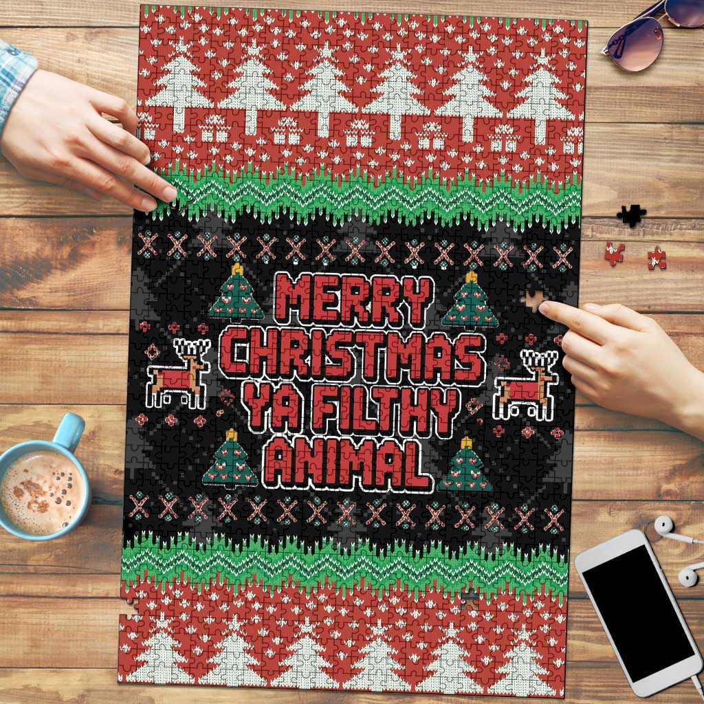 Merry Christmas Ya Filthy Animal Puzzle Retro Christmas Humor - Wonder Print Shop