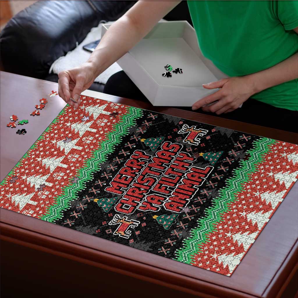 Merry Christmas Ya Filthy Animal Puzzle Retro Christmas Humor - Wonder Print Shop