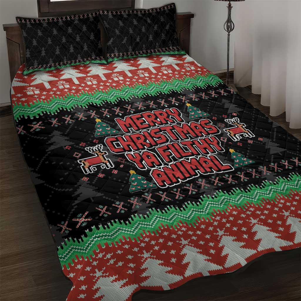Merry Christmas Ya Filthy Animal Quilt Bed Set Retro Christmas Humor - Wonder Print Shop