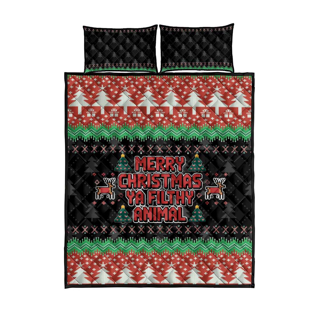 Merry Christmas Ya Filthy Animal Quilt Bed Set Retro Christmas Humor - Wonder Print Shop