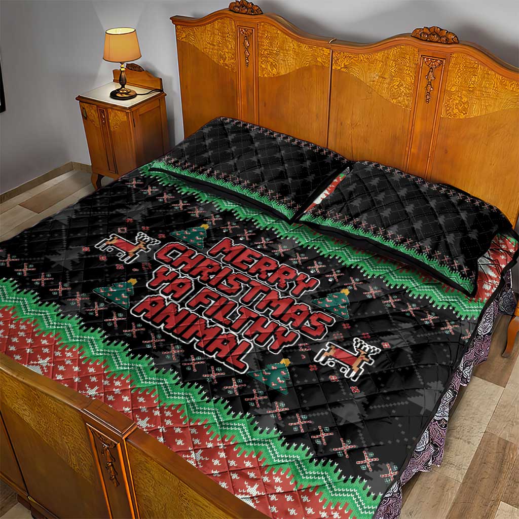 Merry Christmas Ya Filthy Animal Quilt Bed Set Retro Christmas Humor - Wonder Print Shop