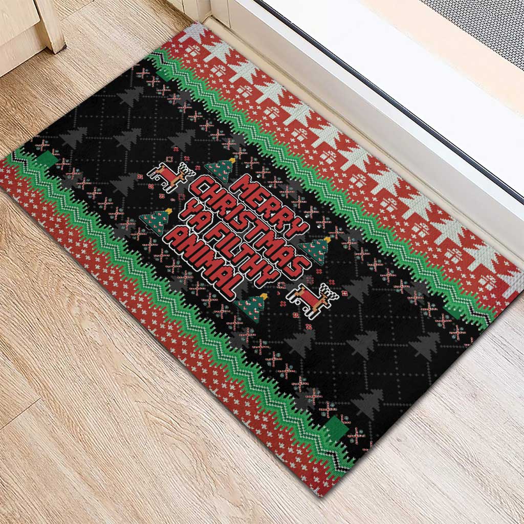 Merry Christmas Ya Filthy Animal Rubber Doormat Retro Christmas Humor - Wonder Print Shop