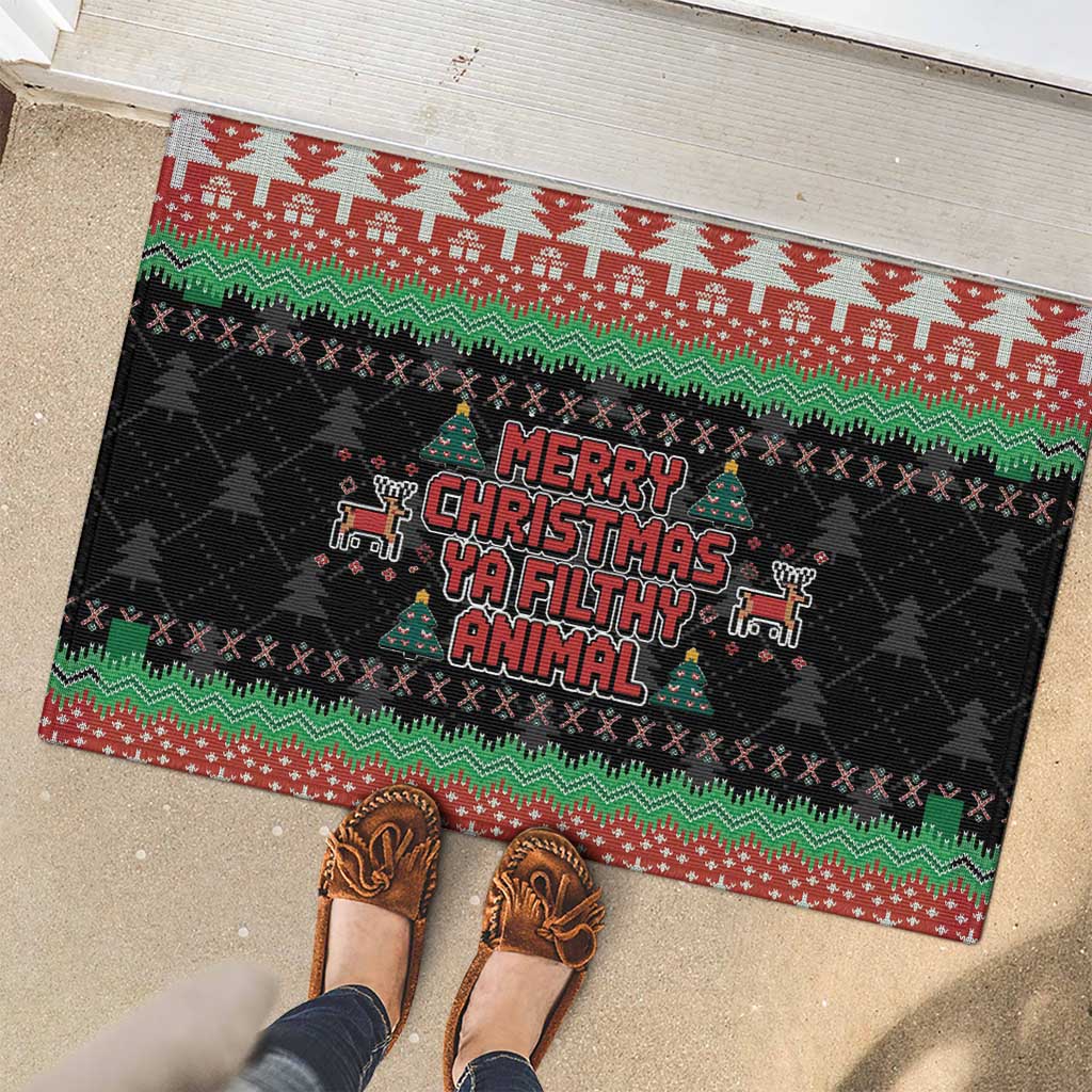 Merry Christmas Ya Filthy Animal Rubber Doormat Retro Christmas Humor - Wonder Print Shop