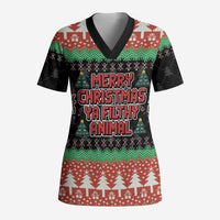Merry Christmas Ya Filthy Animal Scrub Top Retro Christmas Humor - Wonder Print Shop
