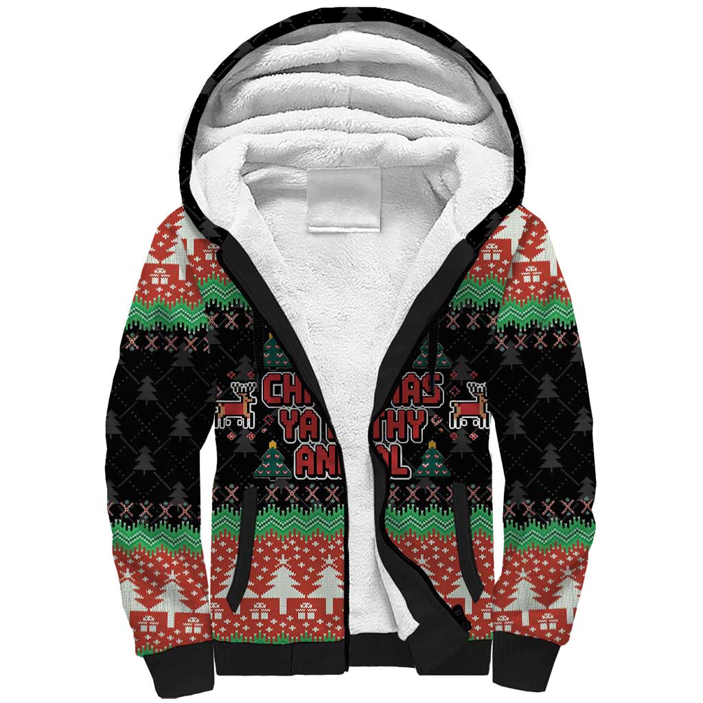 Merry Christmas Ya Filthy Animal Sherpa Hoodie Retro Christmas Humor - Wonder Print Shop