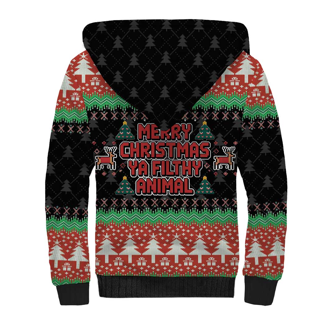 Merry Christmas Ya Filthy Animal Sherpa Hoodie Retro Christmas Humor - Wonder Print Shop