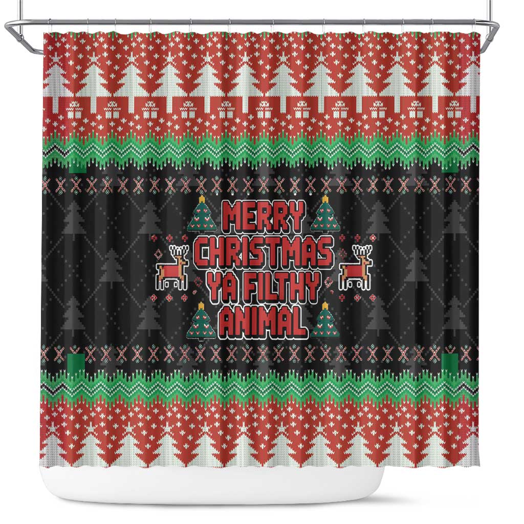 Merry Christmas Ya Filthy Animal Shower Curtain Retro Christmas Humor - Wonder Print Shop
