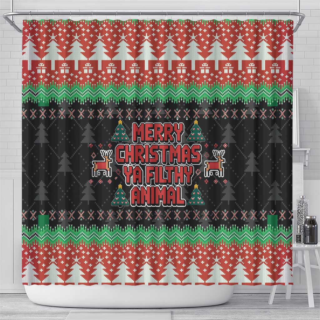 Merry Christmas Ya Filthy Animal Shower Curtain Retro Christmas Humor - Wonder Print Shop