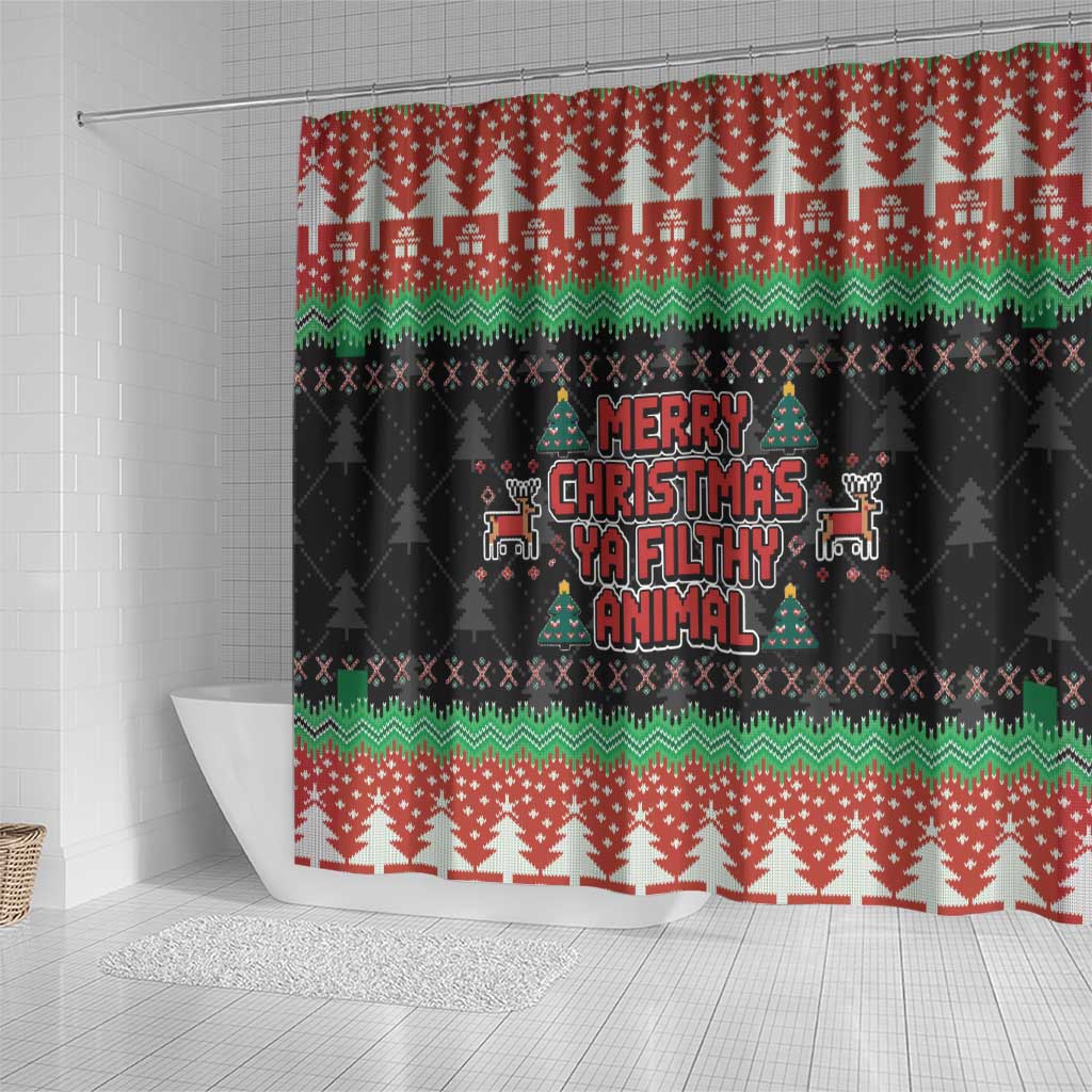 Merry Christmas Ya Filthy Animal Shower Curtain Retro Christmas Humor - Wonder Print Shop