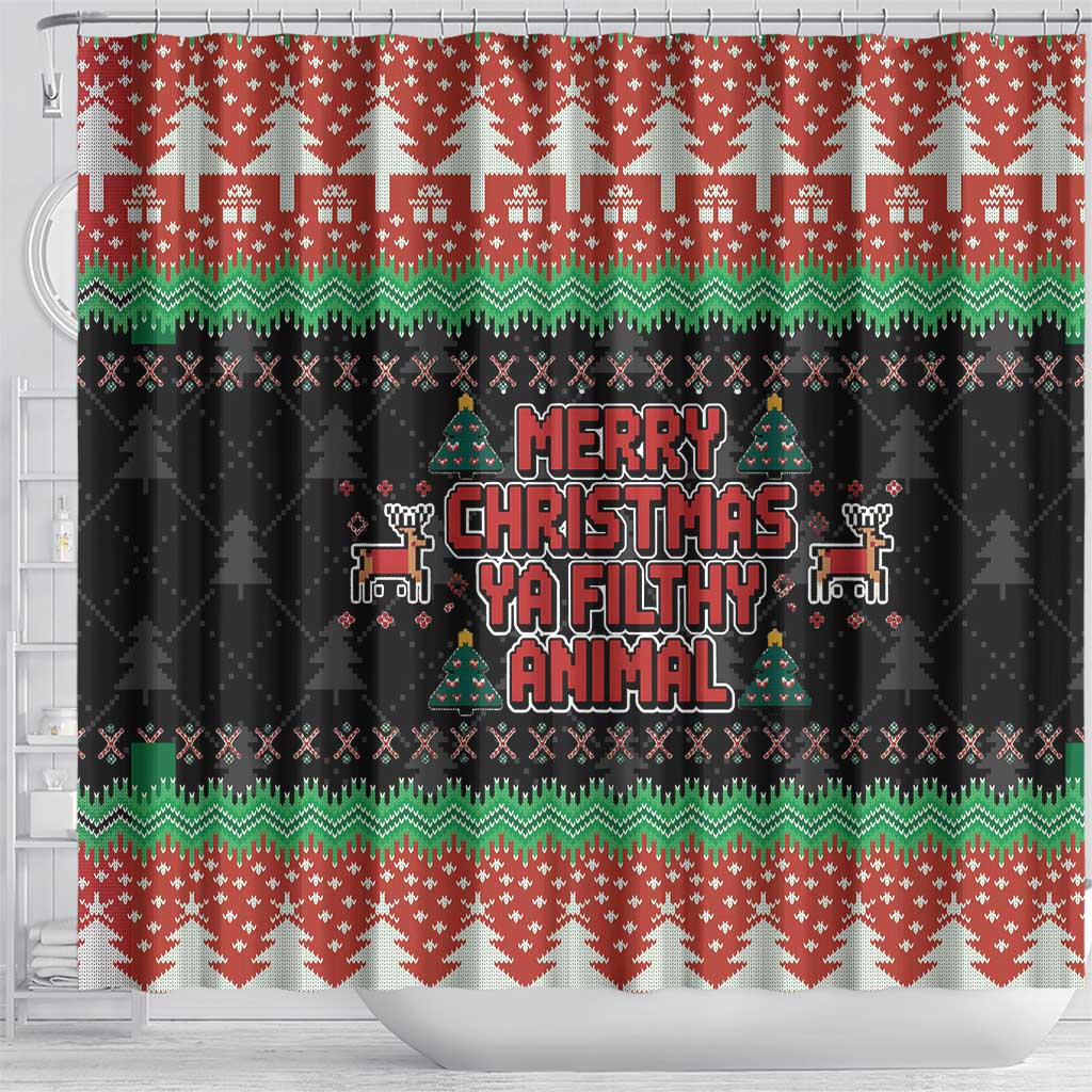 Merry Christmas Ya Filthy Animal Shower Curtain Retro Christmas Humor - Wonder Print Shop