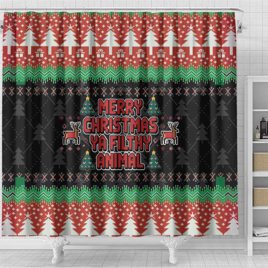 Merry Christmas Ya Filthy Animal Shower Curtain Retro Christmas Humor - Wonder Print Shop