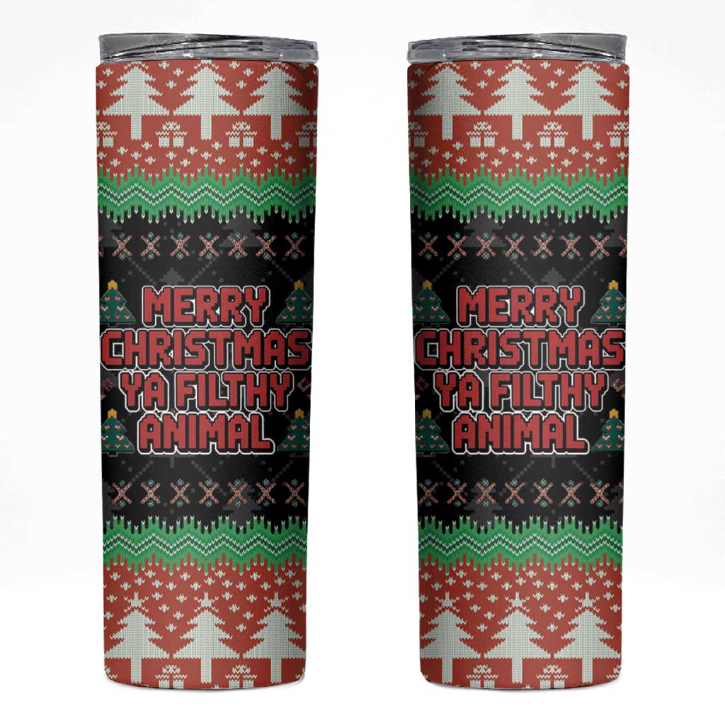 Merry Christmas Ya Filthy Animal Skinny Tumbler Retro Christmas Humor - Wonder Print Shop